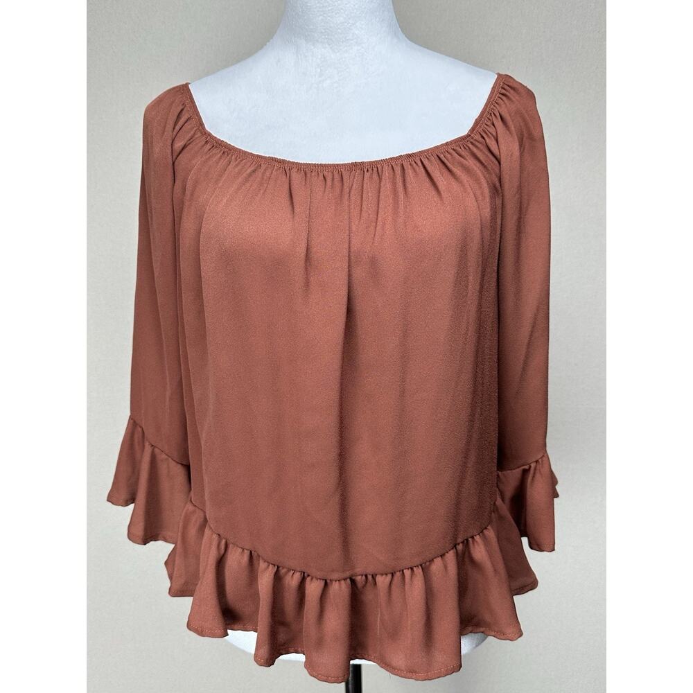 Peppermint‎ Women's Sz L Blouse Top Peasant Cottage Core Made In The USA